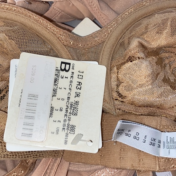 La Perla Nude Floral Embroidered Lace Fishnet Mesh Bra 36B NWT - Picture 3 of 6